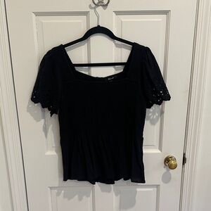 Madewell Black Eyelet Blouse